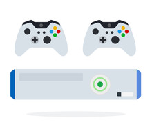 Game Console With Controllers Vector Icon Flat Isolated