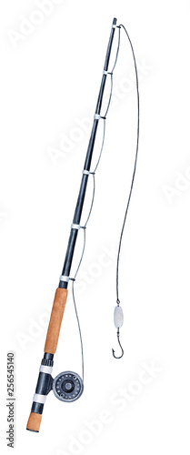 Fotografía Fishing rod watercolour illustration