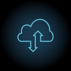 Poster - cloud sync refresh neon glow icon. simple thin line, outline vector of technology icons for ui and u