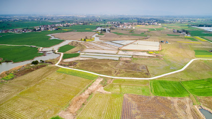 Aerial photo of rural spring scenery