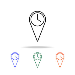 Poster - clock in pin icon. Elements of simple web icon in multi color. Premium quality graphic design icon. Simple icon for websites, web design, mobile app, info graphics