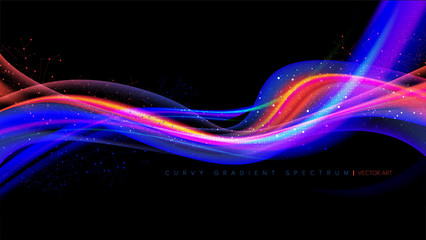 Poster - The illustration of an conceptually curvy meshes with connected particles. You can use it as a background in various designs, which is related to science or technology theme.