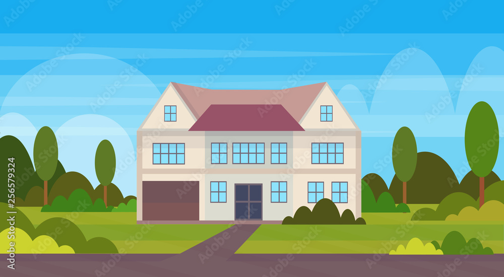 town house cottage country real estate concept private residential ...