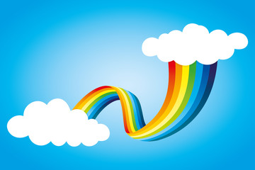 Wall Mural - Rainbow and clouds in the blue sky.