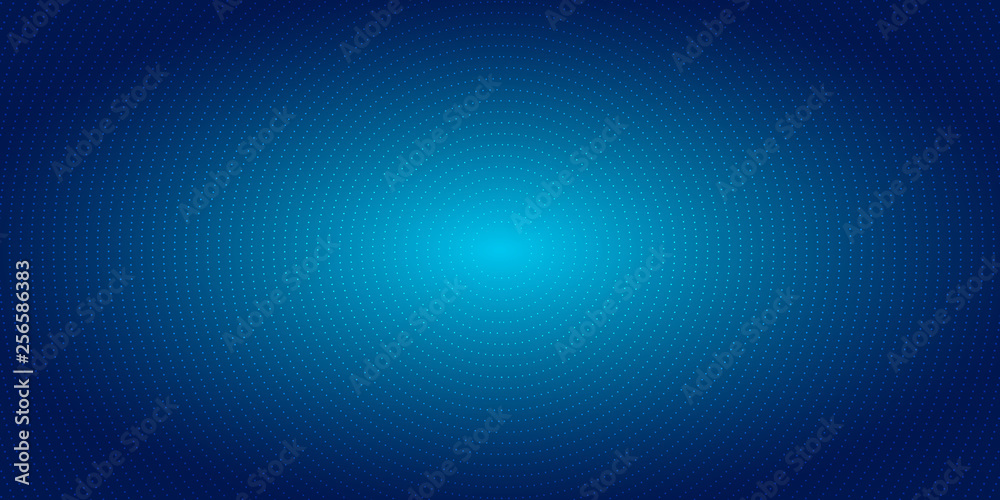 Abstract radial dots pattern halftone on blue gradient background ...