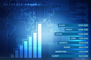 Poster - 2d rendering Stock market online business concept. business Graph 