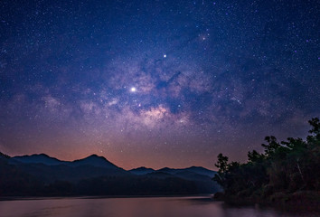 milky way and starry night sky.