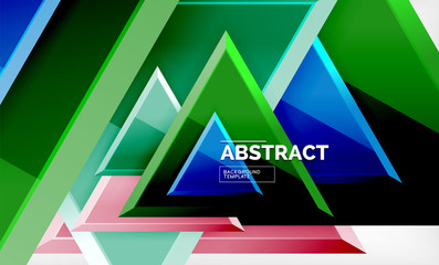 Triangular low poly background design, multicolored triangles