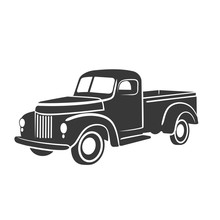 Old Retro Pickup Truck Vector Illustration. Vintage Transport Vehicle