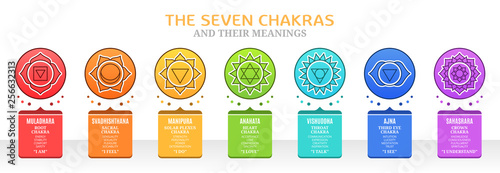 Fototapeta The Seven Chakras and their meanings