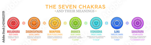 Obraz na plátně The Seven Chakras and their meanings
