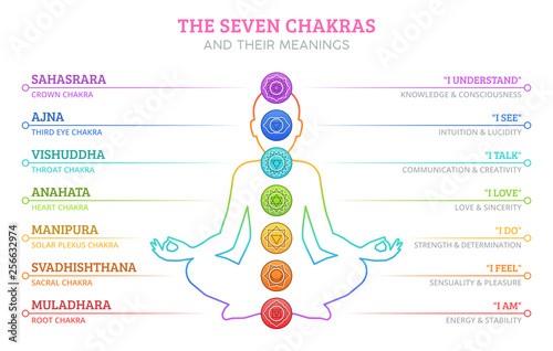 Fotografia  The Seven Chakras and their meanings