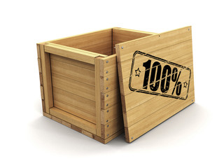 Poster - Wooden crate with stamp 100%. Image with clipping path
