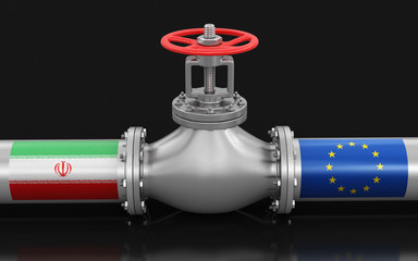 Poster - Pipeline with flags. Image with clipping path