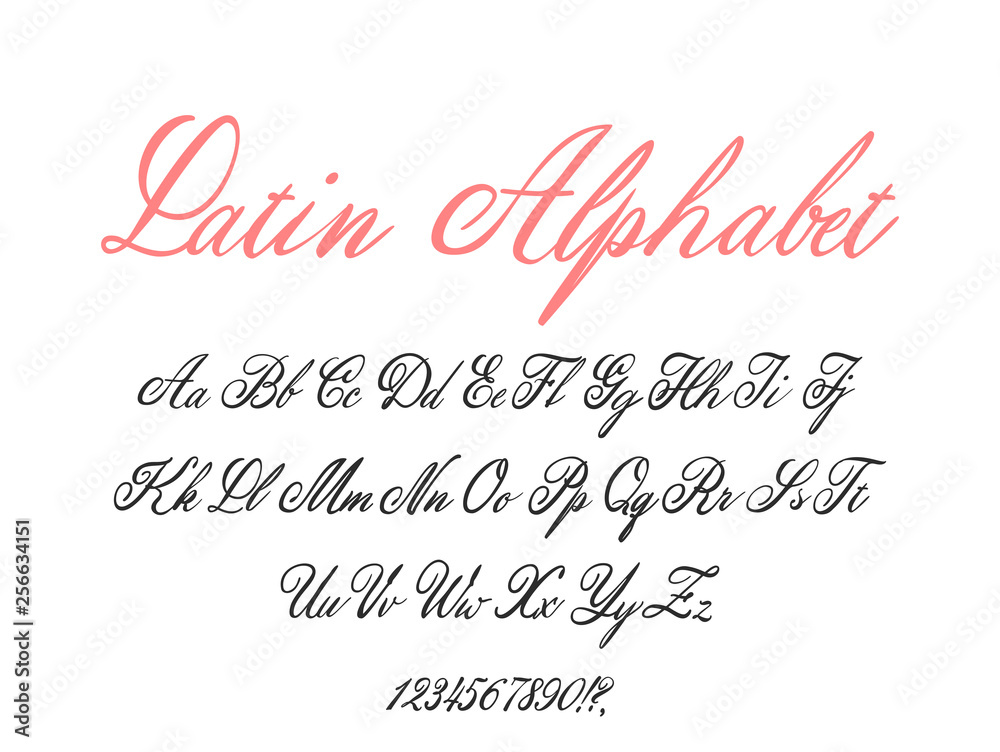 Latin alphabet classical calligraphy and lettering. Wedding font. Stock ...