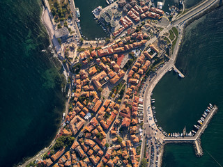 General aerial view of Nessebar, ancient city on the Black Sea coast of Bulgaria