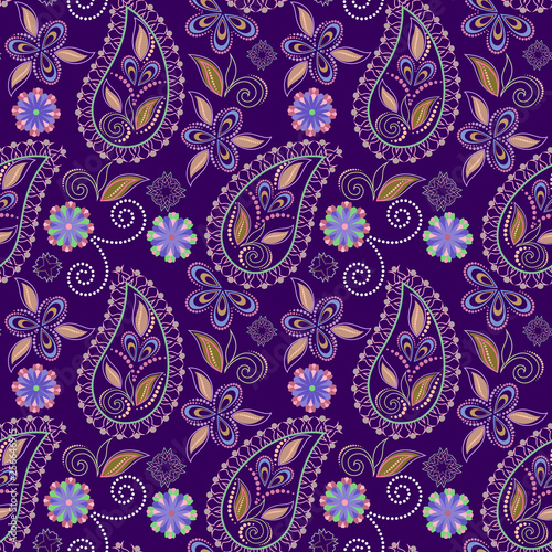 Dekoracja na wymiar  fioletowy-wzor-z-paisley-i-kwiatami-tradycyjny-ornament-etniczny-wektor-z-powrotem