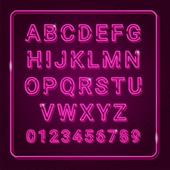 Aufkleber - 3d Alphabet Neon Effect With Numbers and Highlights