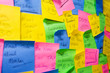 An assortment of post it notes