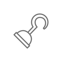 Pirate Hook Arm Line Icon.