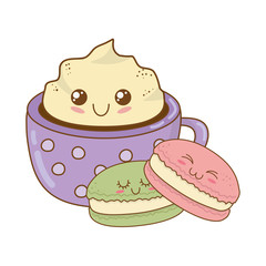 Poster - sweet cookie with chocolate mug pastry kawaii characters