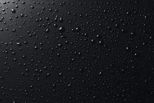 Shiny Water Drops On Black Surface, Background