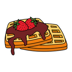 Poster - bread toast with chocolate cream and strawberries