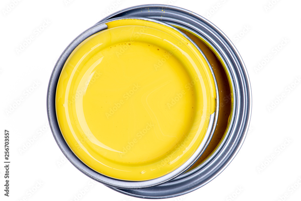 Yellow Colour Can Can of Yellow Paint Top View Isolated on White Background Stock Photo ...