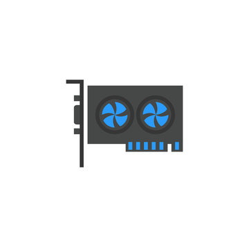 Graphic card icon flat cartoon style vector illustration
