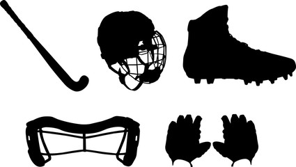 Wall Mural - Hockey Equipment Silhouette Shape Vector