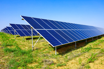 Solar photovoltaic panel in fine weather