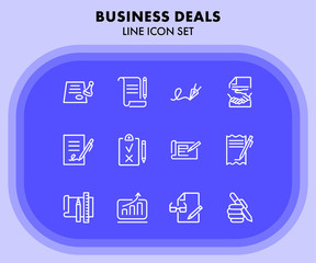 Sticker - Business deals line icon set