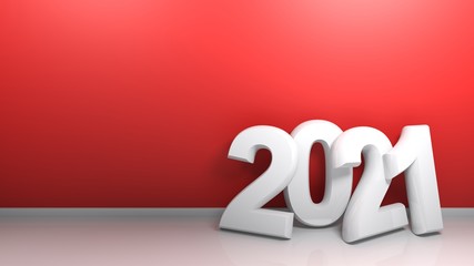 Poster - 2021 at red wall - 3D rendering