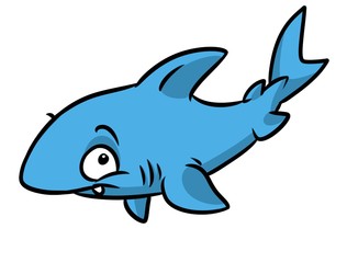 Wall Mural - Shark fish animal character coloring page cartoon illustration isolated image