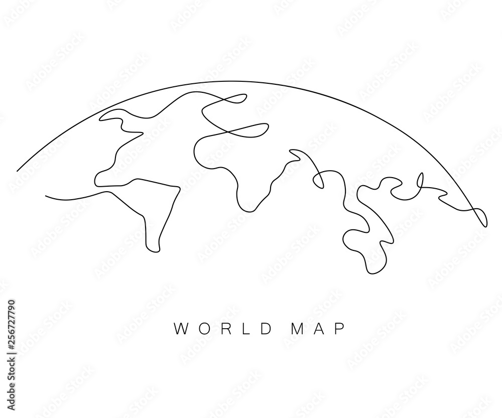 World map outline, eart day concept, vector illustration - obrazy, fototapety, plakaty 