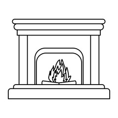 Poster - classic fireplace icon black and white