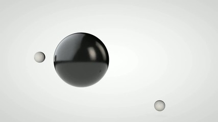 Poster - 3D animation of falling of many different colors of balls.a ball and collision of small