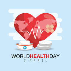 Canvas Print - heartbeat with drugs to world health day