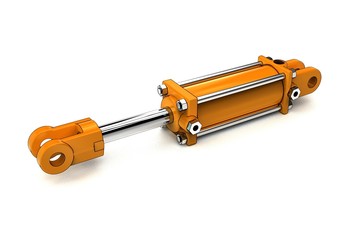 3d illustration of hydraulic cylinder isolated on white background