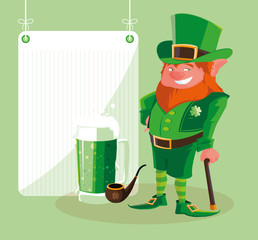 Sticker - saint patrick lemprechaun with cane character