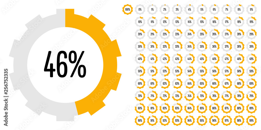 Set of circle percentage diagrams (meters) from 0 to 100 ready-to-use ...