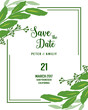 Vector illustration invitation card wedding with green leafy flower frame