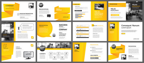 Wall Mural - presentation and slide layout background. design yellow and orange gradient geometric template. use 