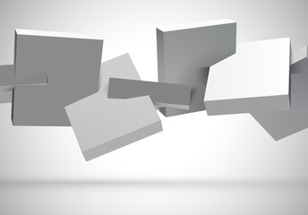 Aufkleber - Abstract 3D background with white cubes in motion