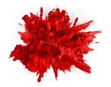 Explosion Of Red Colored Powder On White Background - Image 