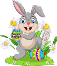 Easter Bunny With Decorated Eggs 