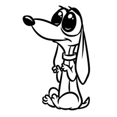 Wall Mural - Dog big eyes cartoon illustration isolated image animal character pet coloring page