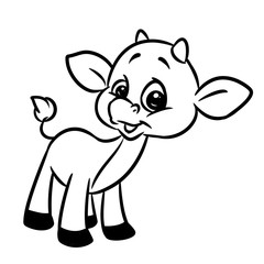 Wall Mural - Little calf smile good character coloring page cartoon illustration isolated image