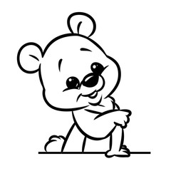 Wall Mural - Cheerful bear sitting coloring page cartoon illustration isolated image