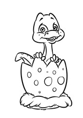 Wall Mural - Little dinosaur birthday egg cartoon illustration isolated image coloring page